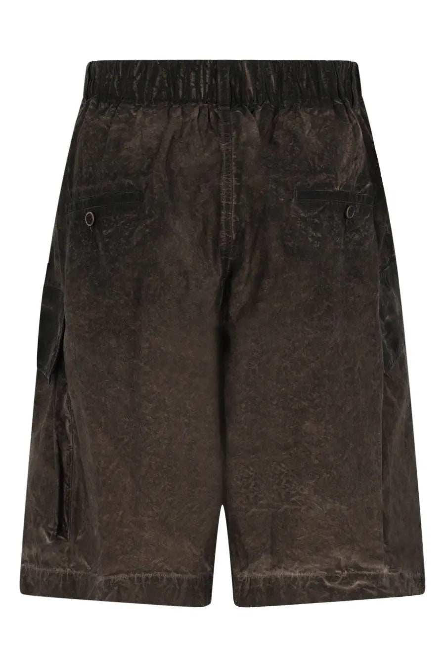 Uma wang men’s panther shorts brown dark brown textured cargo shorts with elastic waistband and subtle pattern