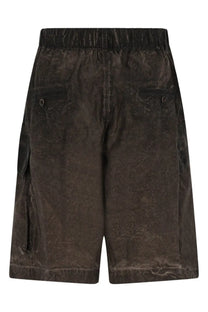 Uma wang men’s panther shorts brown dark brown textured cargo shorts with elastic waistband and subtle pattern