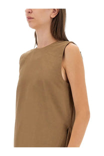 Uma Wang women’s aura dress beige minimalist tan sleeveless top with relaxed fit and clean structured seams