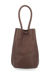 Uma wang women’s small brown leather bucket bag with rounded top handles and drawstring closure