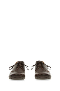 Uma Wang women’s derby lace brown dark brown leather lace-up oxford shoes with classic minimalist design