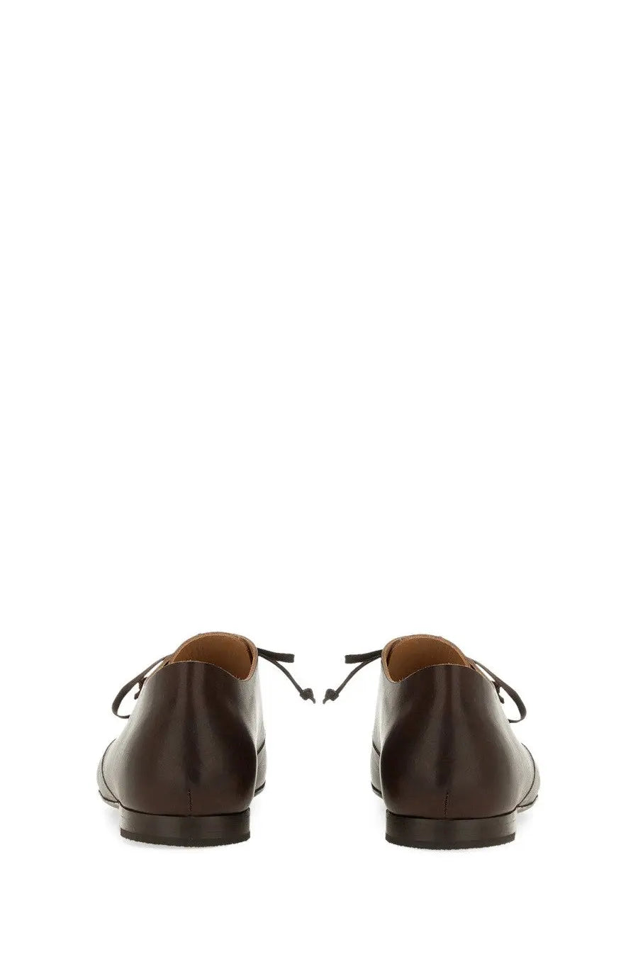 Uma Wang women’s derby lace brown brown leather lace-up oxford shoes with black laces and low-profile sole