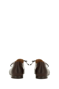 Uma Wang women’s derby lace brown brown leather lace-up oxford shoes with black laces and low-profile sole