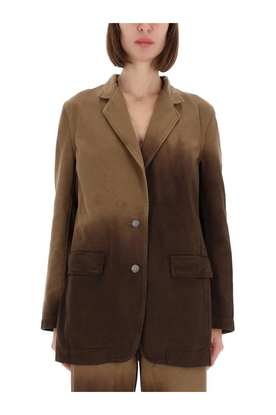 Uma Wang women’s jacket Jane multicolor with relaxed fit tan to dark brown gradient blazer and two front buttons