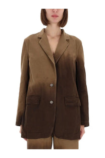 Uma Wang women’s jacket Jane multicolor with relaxed fit tan to dark brown gradient blazer and two front buttons
