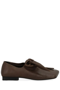 Brown leather loafer with knotted bow detail on the toe for uma wang women’s lace up shoe grey product