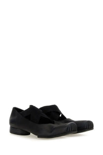 Uma wang women’s black leather mary jane shoes with sleek minimalist design and subtle ribbed toe detailing