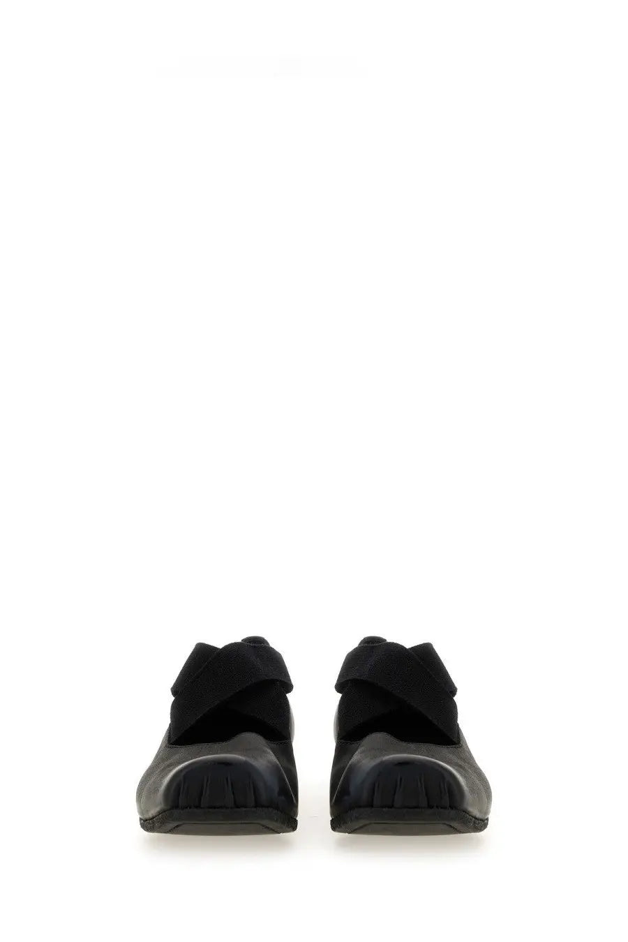 Uma Wang women’s leather ballerina black mules with a soft knotted strap across the foot