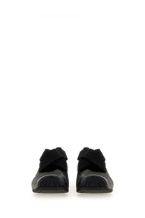 Uma Wang women’s leather ballerina black mules with a soft knotted strap across the foot
