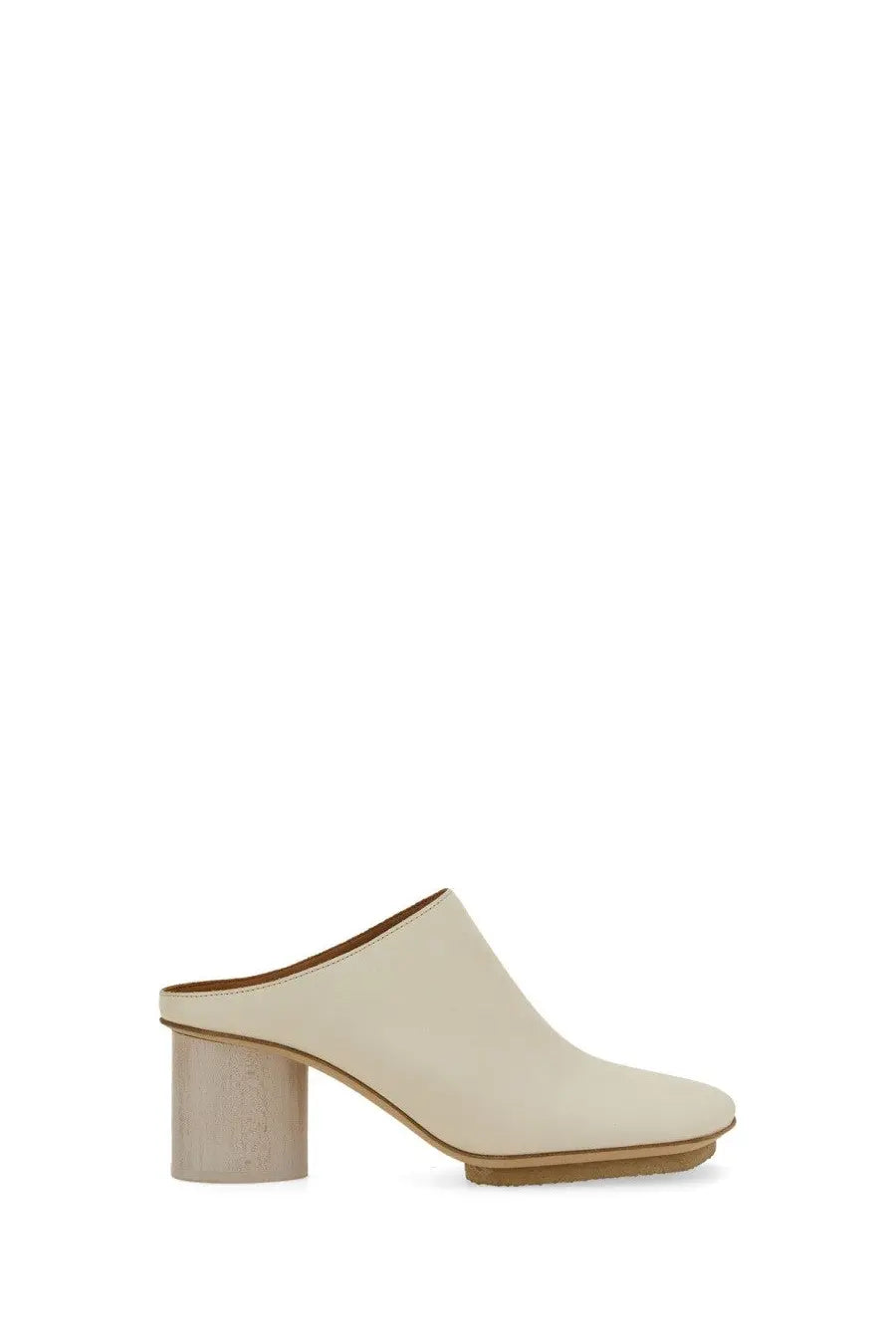 Uma wang women’s cream-colored leather mule shoe with block heel for stylish casual wear
