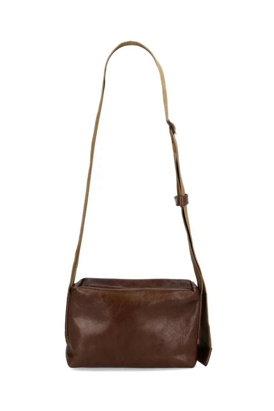 Uma Wang women’s brown leather crossbody bag with matching adjustable shoulder strap for everyday use