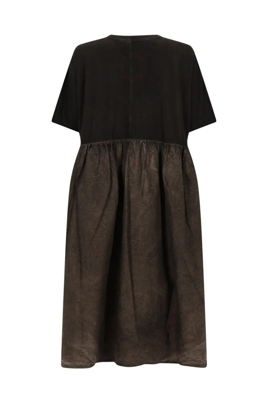 Uma wang women’s midi dress in black with a dark brown textured lower skirt made from high-quality fabric