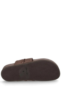 Brown leather slide sandal with a thick platform sole uma wang women’s sandalo infradito in pelle brown