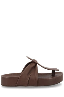 Uma wang women’s brown leather platform sandal with knotted strap design
