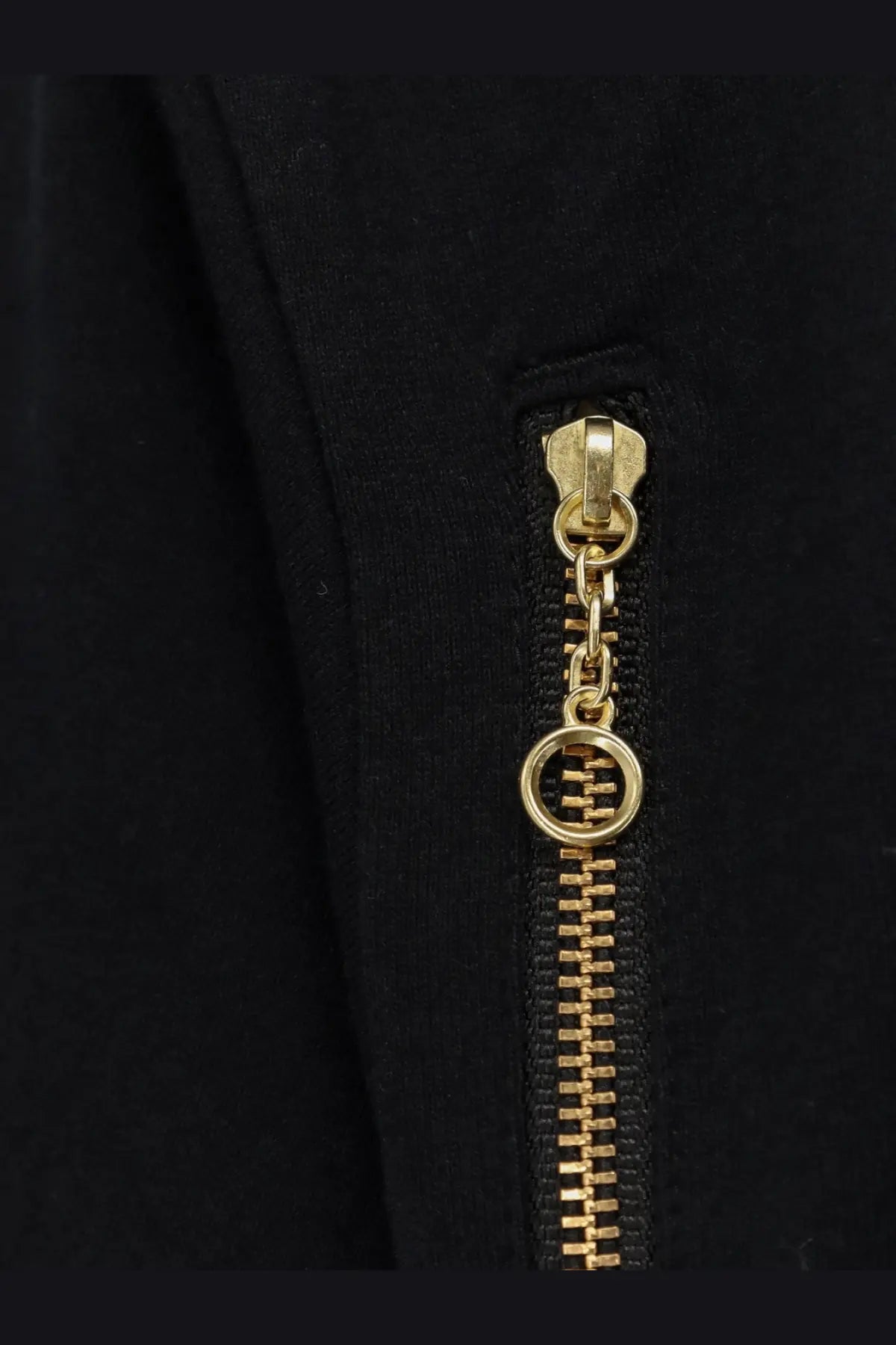 Undercover men’s cotton shirt black with gold-toned zipper and circular pull tab on black fabric front