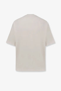 Undercover men’s cotton shirt white cream colored short sleeved t shirt with relaxed fit and crew neckline