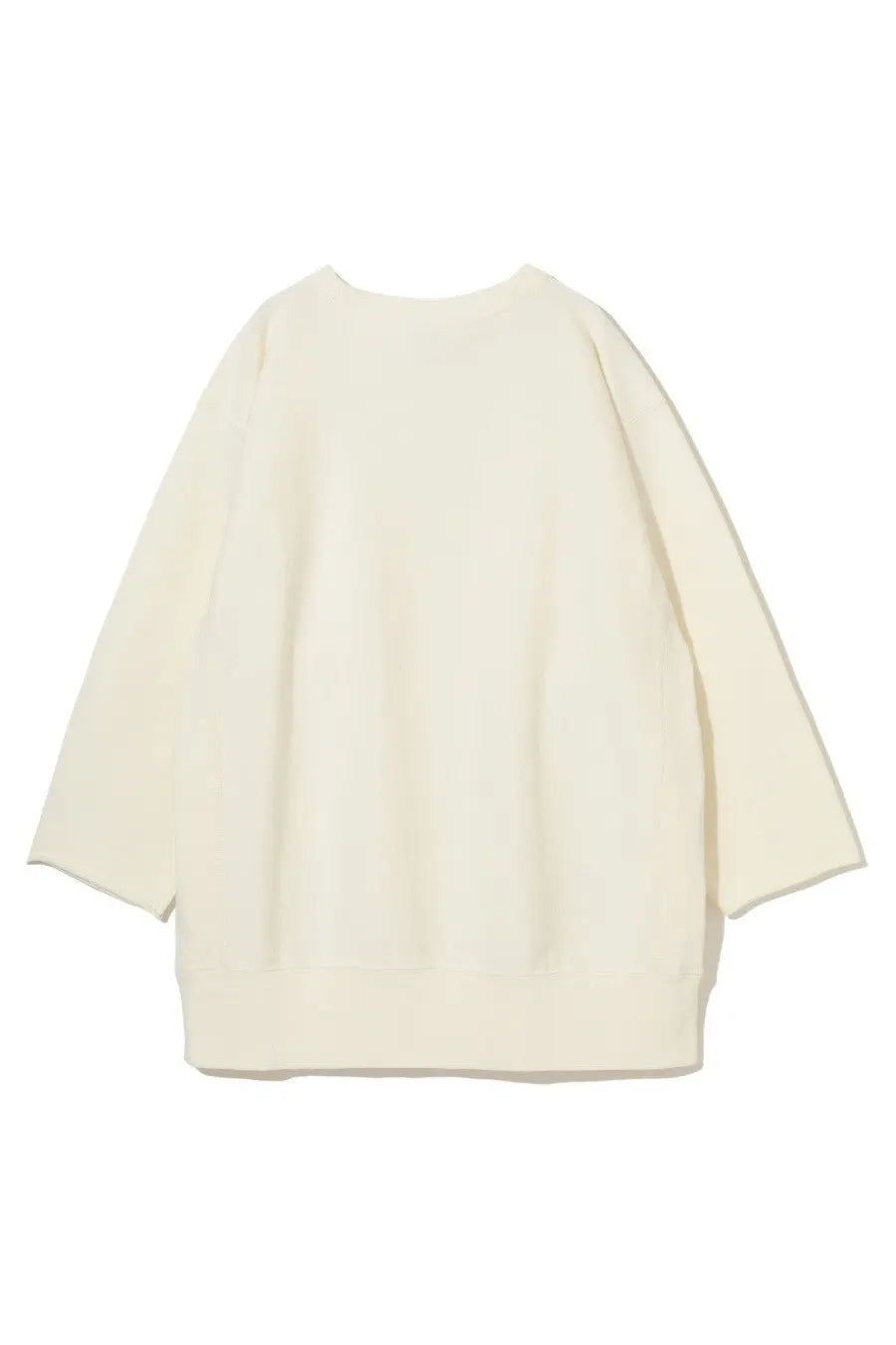 Cream-colored oversized knit sweater with relaxed fit and three-quarter sleeves from undercover unisex champion shirt white