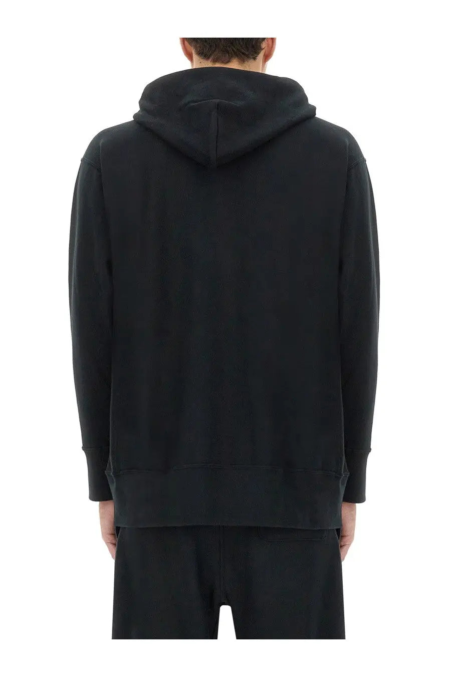 Black unisex champion undercover sweatshirt with relaxed fit and ribbed cuffs in a hooded design