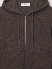 DUNST Men's Unisex Wool Blend Hooded Cardigan Brown