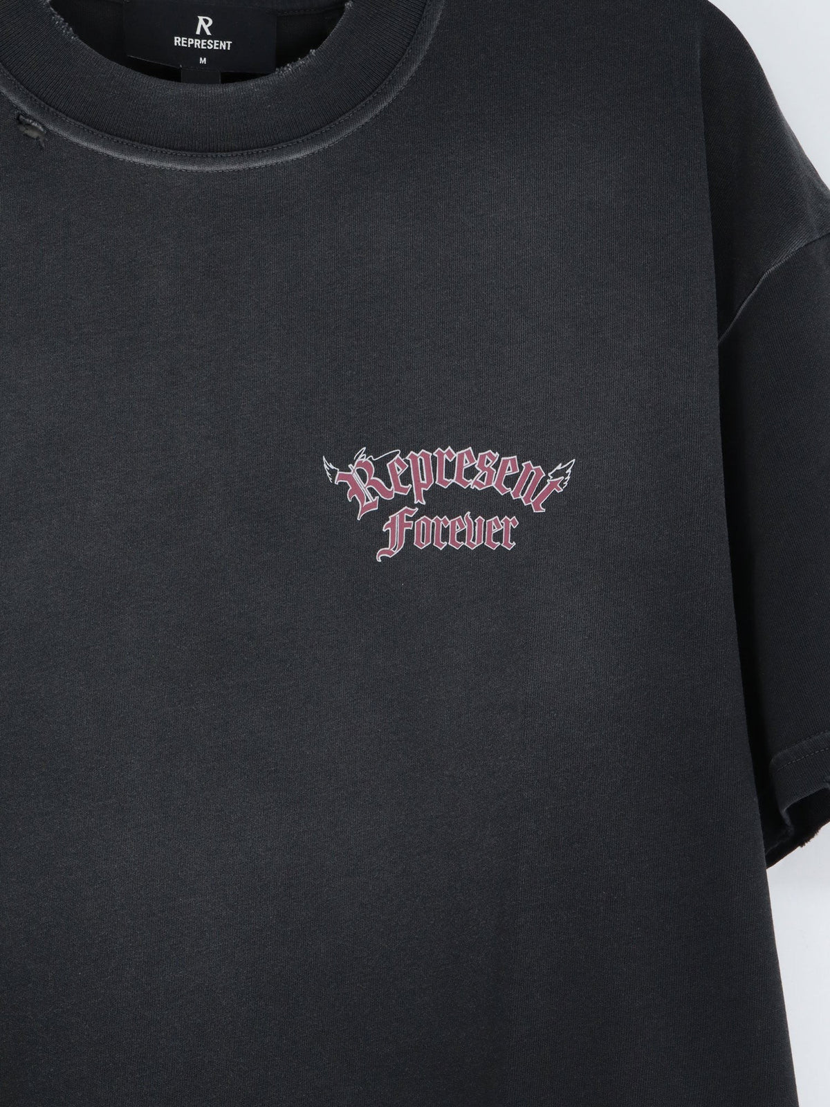 Represent Men's Used Effect Cotton Shirt Black