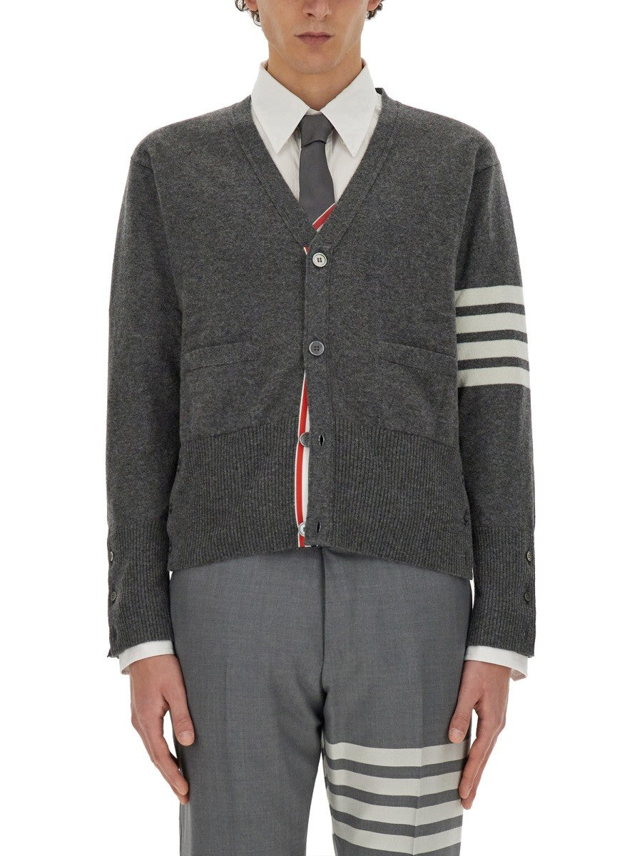 Thom Browne Men's Neck Cardigan Grey