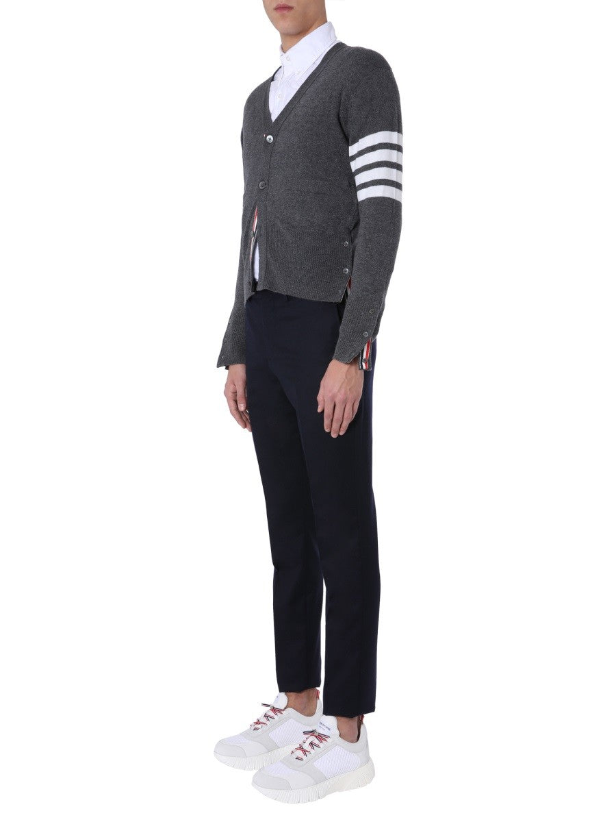 Thom Browne Men's Neck Cardigan Grey