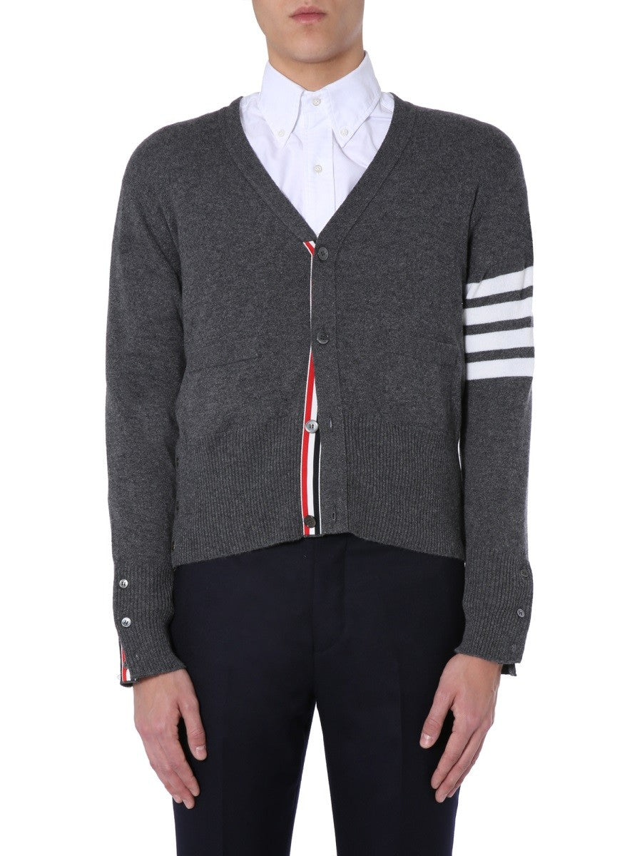 Thom Browne Men's Neck Cardigan Grey
