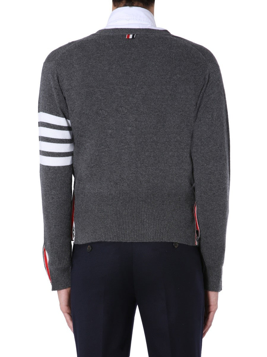 Thom Browne Men's Neck Cardigan Grey