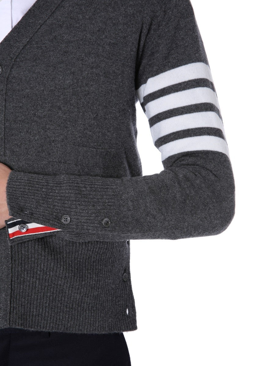 Thom Browne Men's Neck Cardigan Grey