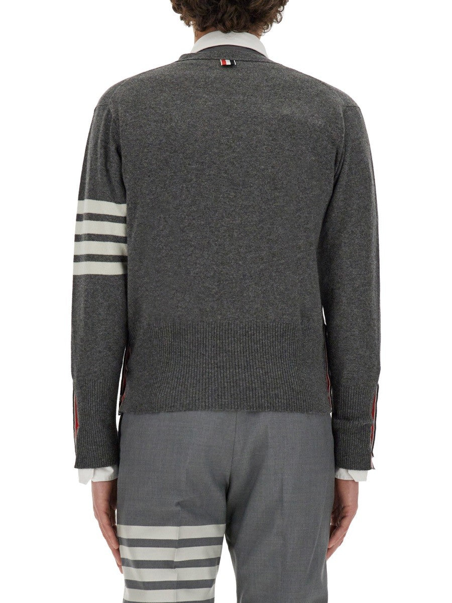 Thom Browne Men's Neck Cardigan Grey