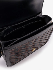 Valentino Men's Valentino Garavani 9TO5 Woven Leather Shoulder Bag Black