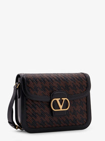 Valentino Men's Valentino Garavani 9TO5 Woven Leather Shoulder Bag Black