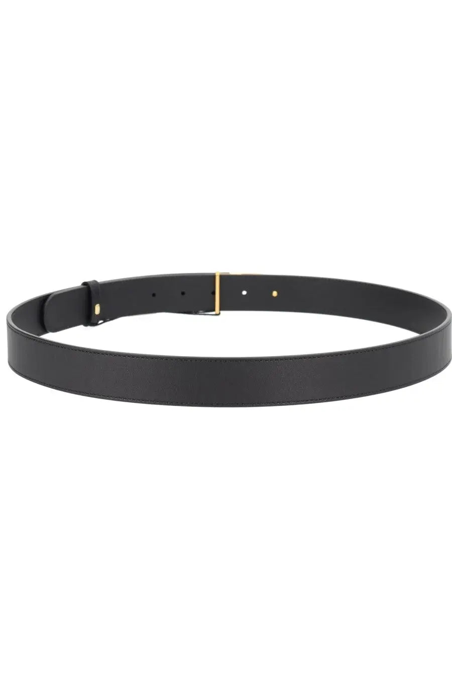 Valentino men’s black leather belt with gold tone vlogo buckle and matching hardware