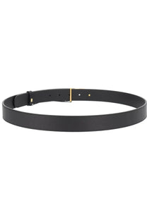 Valentino men’s black leather belt with gold tone vlogo buckle and matching hardware