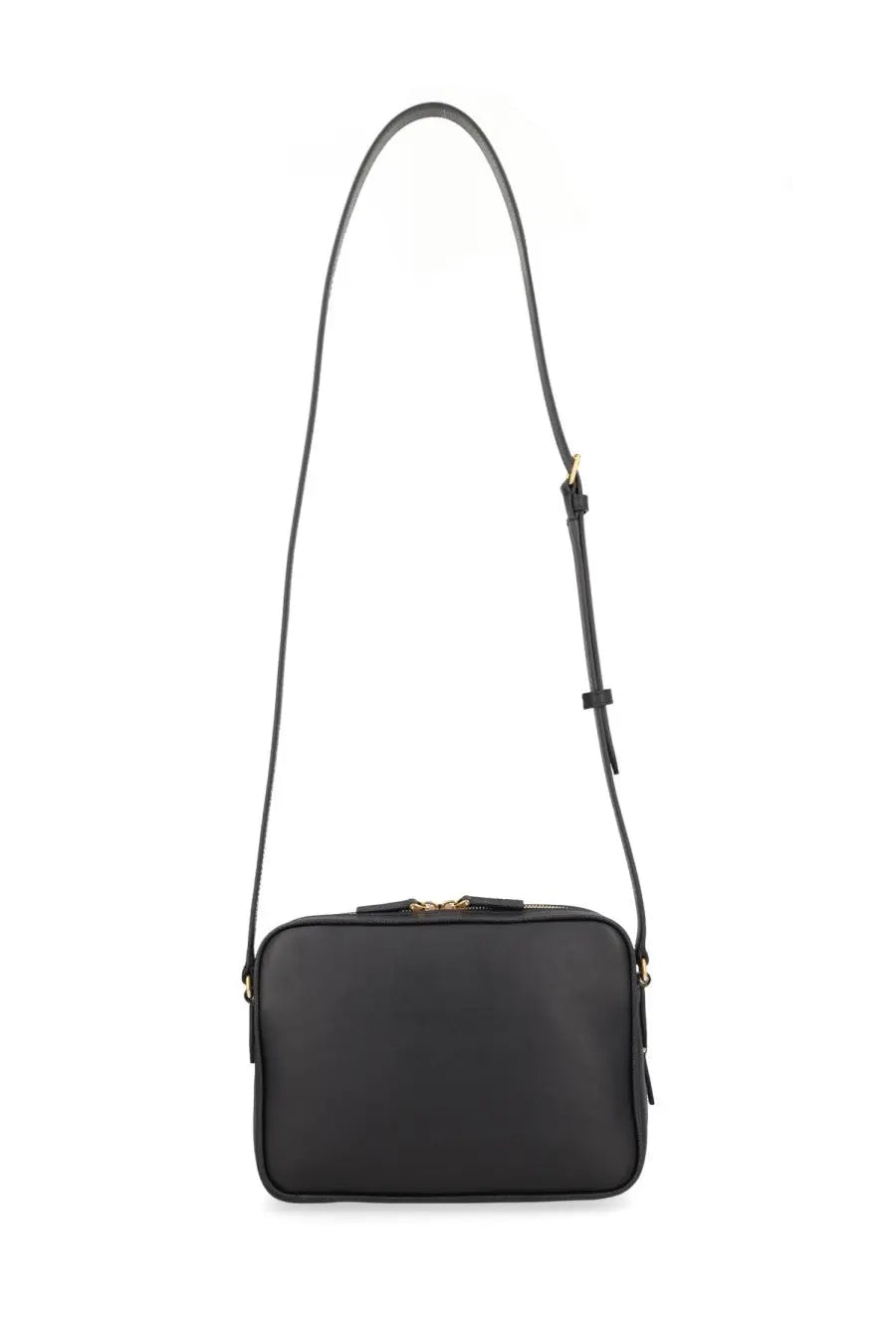 Valentino men’s borsa antibes con black leather crossbody bag with gold tone hardware and slender adjustable strap