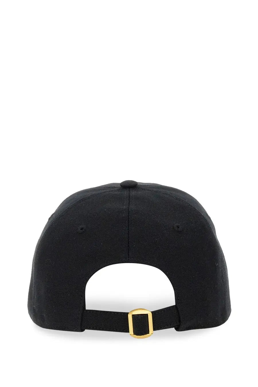 Black valentino men’s chez valentino embroidered baseball cap with gold-tone buckle and adjustable strap visible from the back