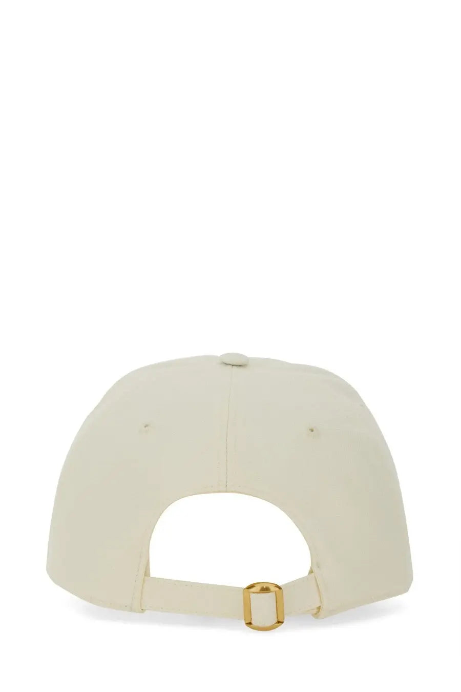 Cream-colored valentino men’s embroidered baseball cap with gold-tone buckle and adjustable strap back view