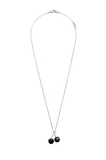 Valentino men’s chez valentino black metal and enamel necklace with silver chain and two black v logo charms