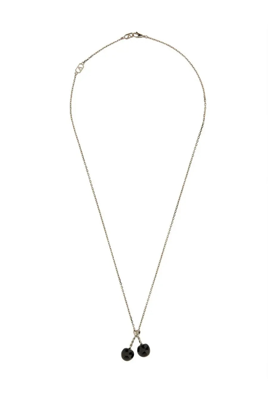 Valentino men’s chez Valentino silver chain necklace with black faceted gemstone cherry pendants and delicate clasp