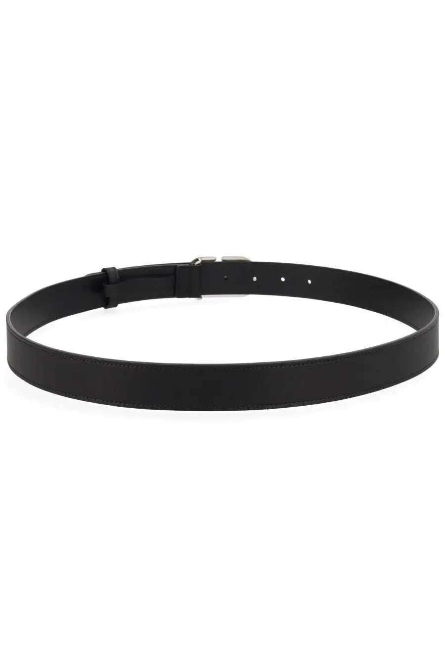 Valentino men’s cintura vlogo signature black leather belt with sleek minimalist design and silver-toned buckle