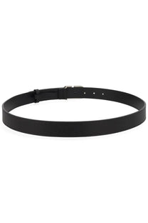 Valentino men’s cintura vlogo signature black leather belt with sleek minimalist design and silver-toned buckle