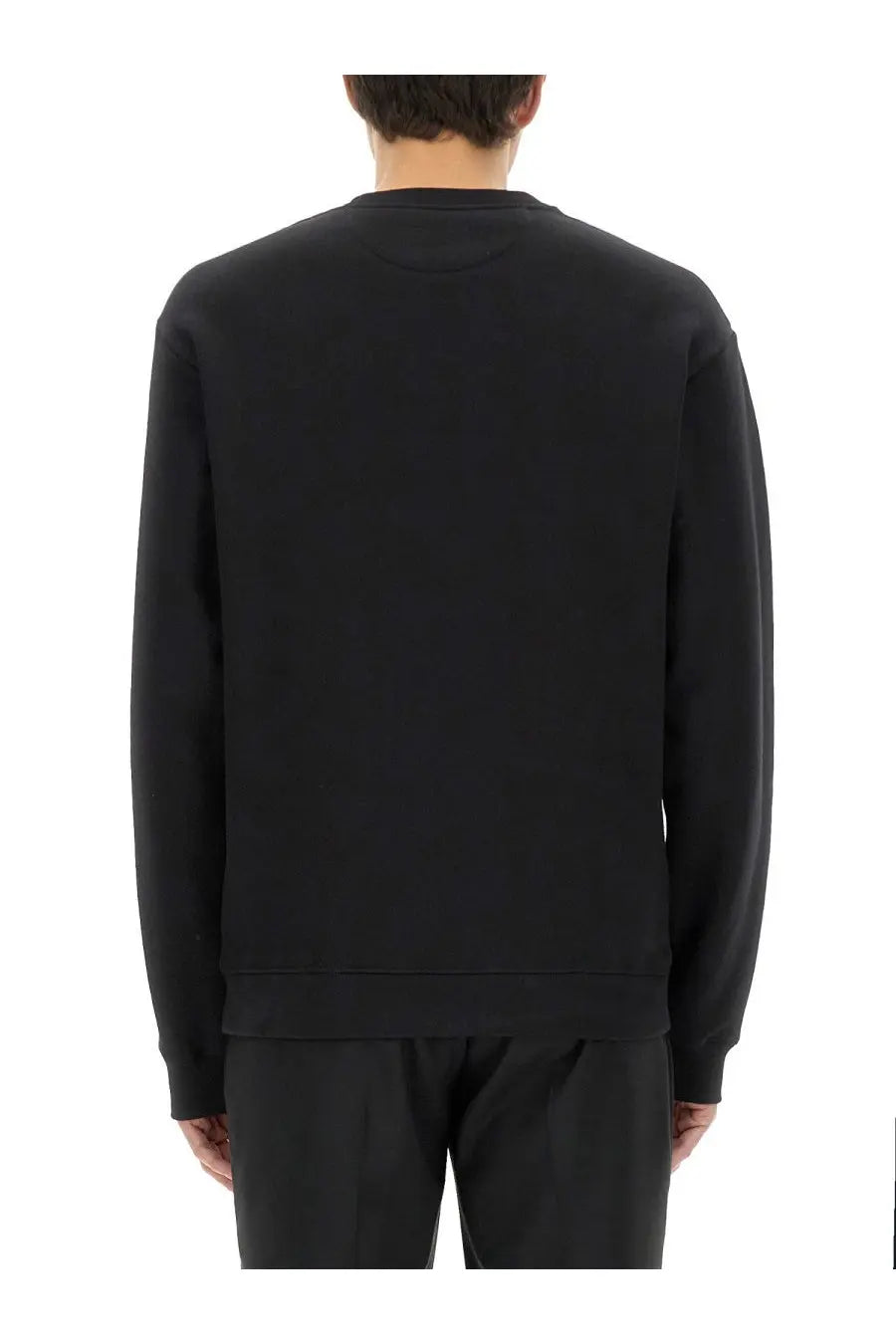 Valentino men’s black cotton crewneck sweatshirt with ribbed cuffs and hem for comfortable casual wear