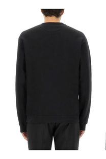 Valentino men’s black cotton crewneck sweatshirt with ribbed cuffs and hem for comfortable casual wear
