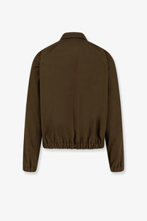 Olive green cotton bomber jacket with elastic cuffs and hem by Valentino for men