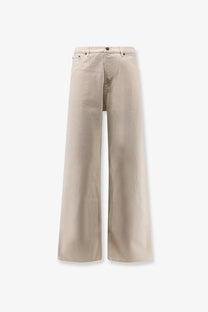 Beige wide-leg Valentino men’s trousers in classic denim cotton with a clean minimalist design front view