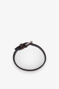 Valentino men’s Valentino Garavani black leather bracelet with silver buckle and subtle edge embellishments