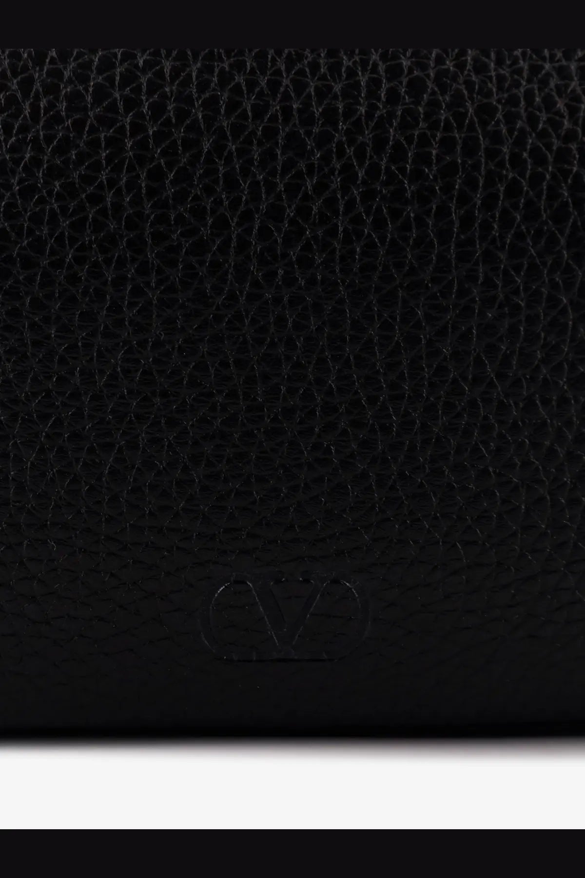 Black textured leather Valentino men’s clutch with embossed Valentino Garavani logo in a sleek black finish