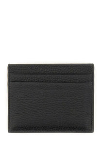 Valentino men’s garnet calfskin rockstud black card holder in black textured leather with subtle edge stitching