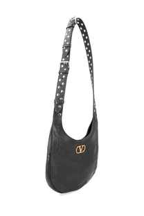 Valentino men’s hoboho bag black leather shoulder bag with white polka dots and gold-tone hardware