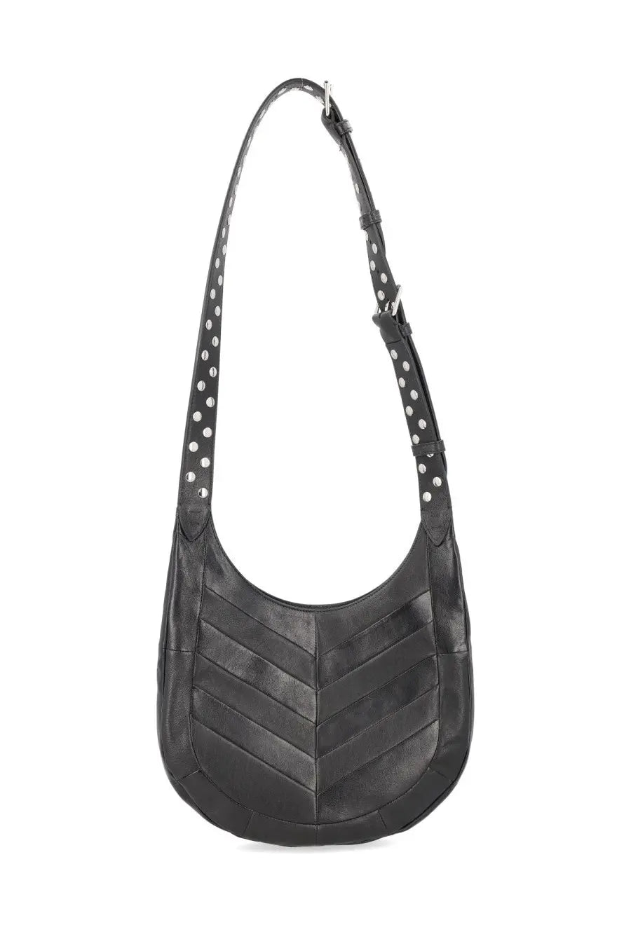 Valentino men’s hoboho bag black leather shoulder bag with chevron stitching and silver-toned studded strap